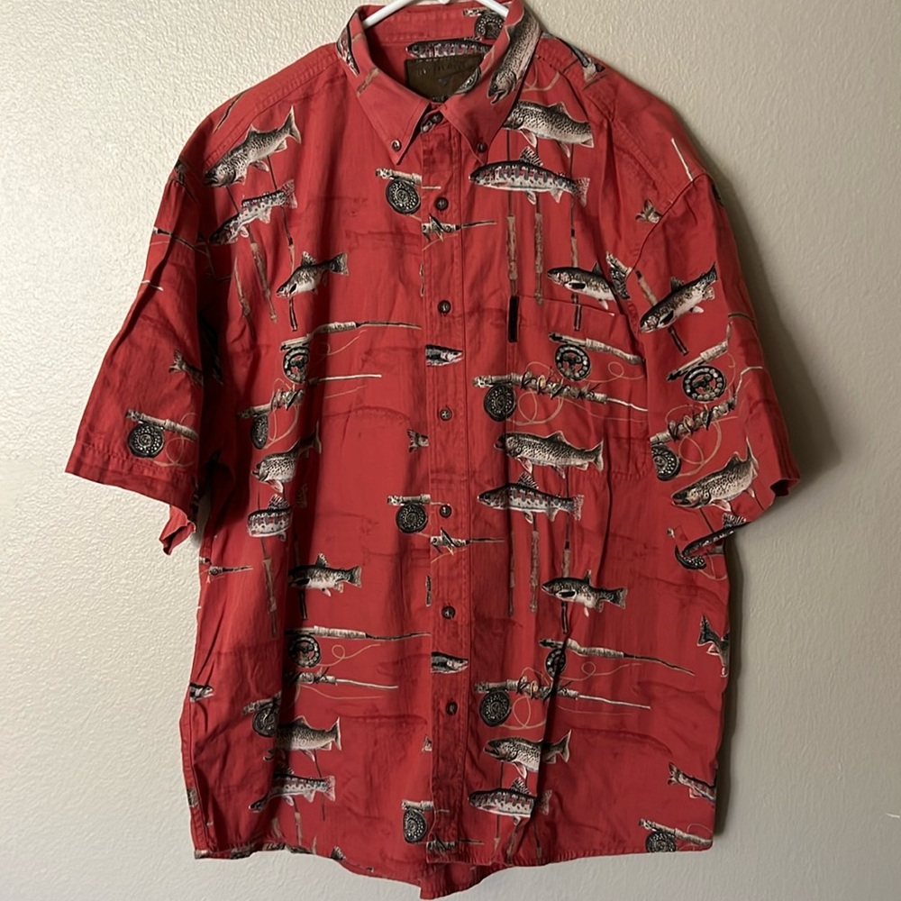 North River Outfitters cotton Fishing Button Down Large